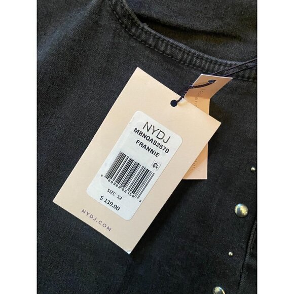 NYDJ NWT Frannie Ami Studded Slimming Skinny Jeans Black Size 12 - Picture 8 of 10